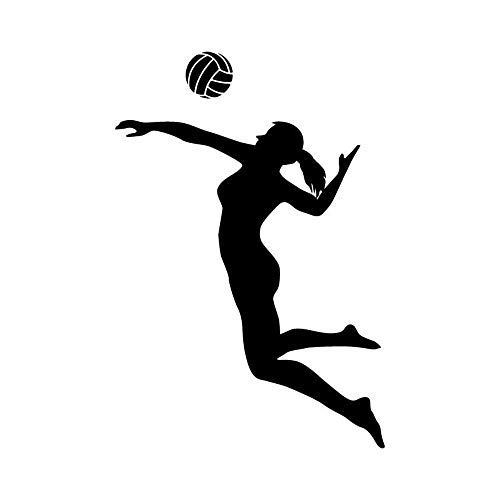Volleyball Wandtattoo Spieler Spiking Silhouette Sporttür Fenster Vinyl Aufkleber Teenager Schlafzimmer Wohnheim Stadion Innendekor 57X83 Cm von CYGGLL