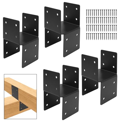 4 Stück Deckpfostenkappen Krawattenhalterungen, 4 x 4 Basis Stahl Ankerverbinder, robuste Montagebalkenaufhänger Halterung für Holz von CYGIVC