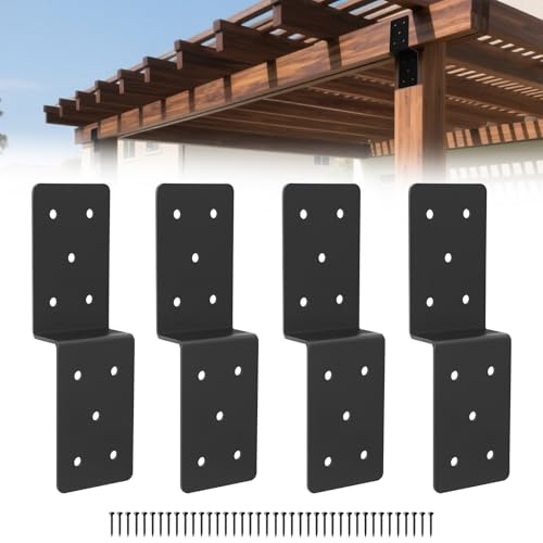 Robuste Z-Pergola-Halterungen aus Stahl, 12,7 x 12,7 cm, Z-Form, Pfosten zu Balken, schwarze Deckbalkenbinder für Holzprojekte, 4 Stück Robuste Z-Pergola-Halterungen aus Stahl, 12,7 x 12,7 cm, Z-Form, Pfosten zu Balken, schwarze Deckbalkenbinder für Holzprojekte, 4 Stück von CYGIVC
