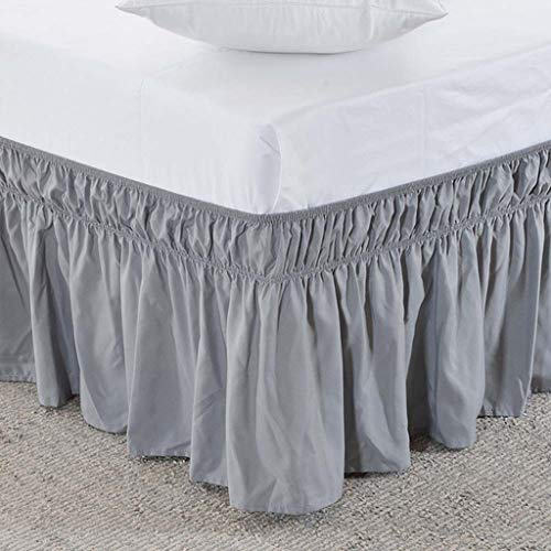 Elastisches Bett Rüschenbett Rock Volant Haushalt Leicht zu reinigen für Schlafzimmer (Color : Dark Gray, Size : 90 * 190+38cm) von CYHLG