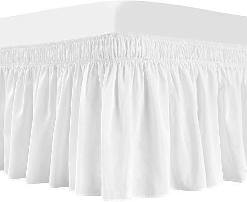 Elastisches Polyester Bett Rock Rüschen Easy Fit Spread Cover Volant Home Schlafzimmer Dekoration (Color : White, Size : 90X190+38) von uyeoco