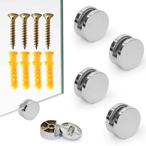CYILIUEN 4 Stück Groß Klemmbefestigung Spiegelclip Zinklegierung Spiegelclip Spiegelhalter mit Expansionsrohr und Schrauben für Spiegel von CYILIUEN