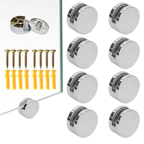 CYILIUEN 8 Stück Groß Klemmbefestigung Spiegelclip Zinklegierung Spiegelclip Spiegelhalter mit Expansionsrohr und Schrauben für Spiegel von CYILIUEN