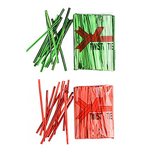 CYIOU 1600 Stück 10cm Krawattenband Zellophanbeutel Krawatte Metall Kabelbinder Lebensmittel Verpackungs Krawatte Passend für Zellophanbeutel Bonbontüten Bastelarbeiten (Grün + Rot) von CYIOU