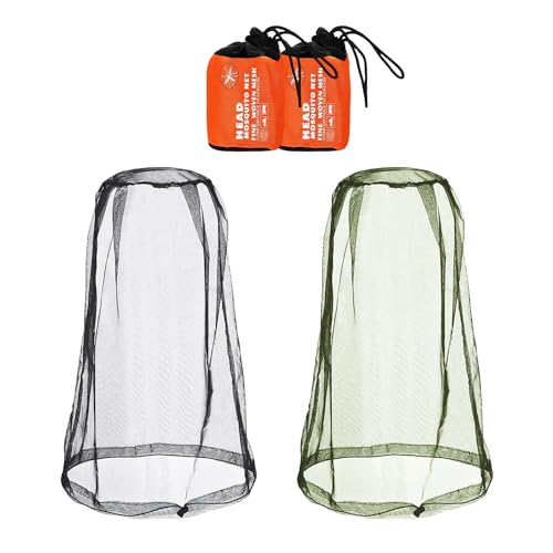 CYIOU 2 Stück Moskitonetz Kopf Face Mesh Mückenhut mit 2 Tragetasche Bushcraft Moskitonetz Kopf für Imkerei Fischerei Moskito Mücke und Anderen Fliegen von CYIOU