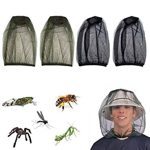CYIOU 4 Stück Moskitonetz Kopf Insektenschutz Hut Mückenschutz Kopfschutz Netz für Imkerei Outdoor Wandern Camping Angeln Gartenarbeit von CYIOU