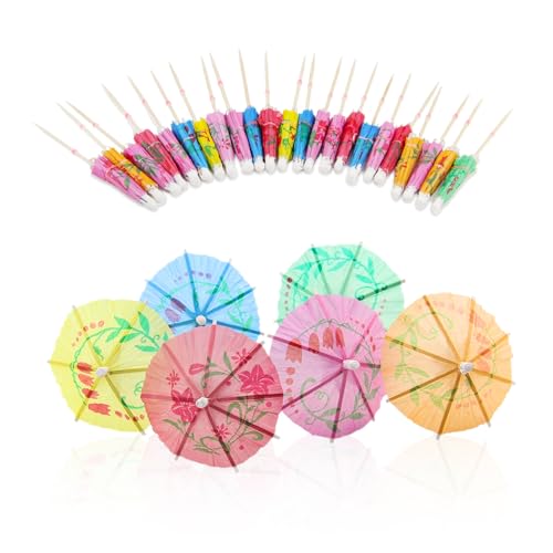 CYIOU 50pcs Stück Mini Cocktail Schirmchen Cocktail Zubehör Cocktail Party Dekorationen Sandwich Zubehör für Bars Hochzeit Geburtstag Hawaii Luau Party Supplies von CYIOU