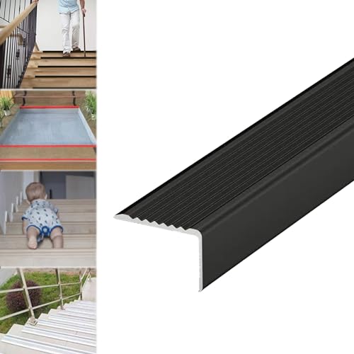 Anti-Rutsch-Treppenkantenprofil, Treppenkantenschutz, 90 cm, mehrfarbig, mehrere Größen for drinnen und draußen(Black,W 100mm) von CYJAZNHH