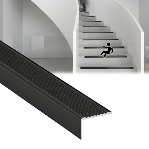 Anti-Rutsch-Treppenkantenprofil, Treppenkantenschutz, Aluminiumlegierung, mehrfarbig, mehrere Breiten(Black,W 40mm) von CYJAZNHH