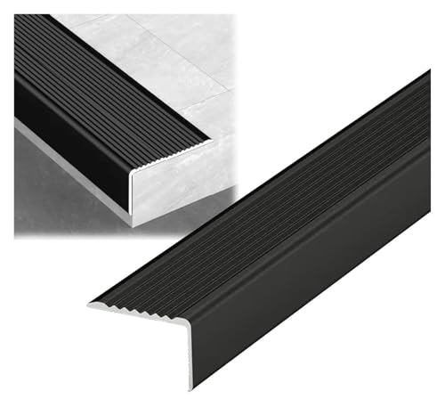 Anti-Rutsch-Treppenkantenprofil, Treppenkantenschutz aus Aluminium in L-Form, mehrfarbig, mehrere Größen, for den Innen- und Außenbereich(Black,W 30mm) von CYJAZNHH