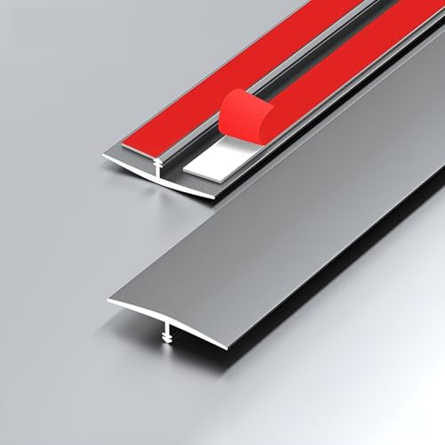 Bodenübergangsleisten, 90CM Länge Aluminium Selbstklebende T Form Boden Übergang Streifen Multicolor 1,5-4cm(Gris,1.5cm/0.59in) von CYJAZNHH