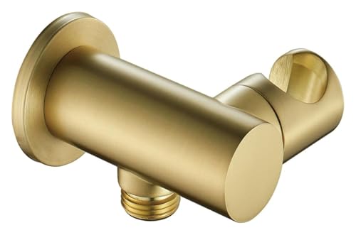 Brausehalter Halterung, Duschkopfhalter Wandhalterung Quadratisch, Rund Messing Gebürstetes Gold 1/2 Zoll(Round) von CYJAZNHH