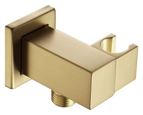 Brausehalter Halterung, Duschkopfhalter Wandhalterung Quadratisch, Rund Messing Gebürstetes Gold 1/2 Zoll(Square) von CYJAZNHH