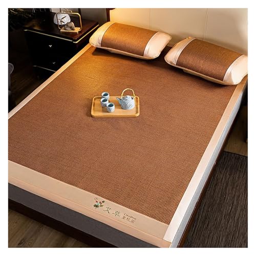 CYJAZNHH Bambus-Kühlmatte, doppelseitig, faltbar, Rückseite aus Eisgras, braun, mehrere Größen, 2er-/3er-Pack(150 * 200cm) von CYJAZNHH