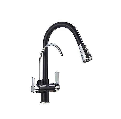 Küchenarmatur, Doppelgriff Pull-Out Trinkwasser Küchenarmatur Heiß und Kalt Multicolor(Black and Chrome) von CYJAZNHH