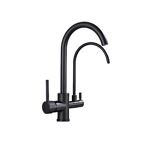 Küchenarmatur, Doppelgriff Pull-Out Trinkwasser Küchenarmatur Heiß und Kalt Multicolor(Matte Black B) von CYJAZNHH