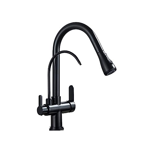 Küchenarmatur, Doppelgriff Pull-Out Trinkwasser Küchenarmatur Heiß und Kalt Multicolor(Matte Black a) von CYJAZNHH
