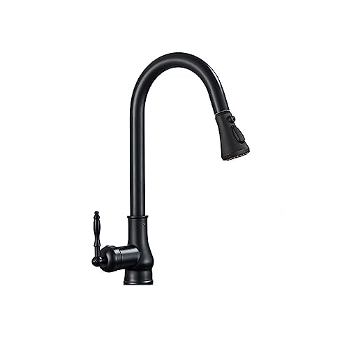 Küchenarmatur, Einhand-Küchenarmatur ausziehbar, Kalt- und Warmwasser, Deckmontage, Keramik, mehrfarbig(Matte Black a) von CYJAZNHH