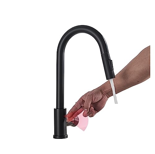 Küchenarmatur, Einhebel-Küchenarmatur aus Messing mit herausziehbarer Brause und Berührungssensor in mehreren Farben(Matte Black D) von CYJAZNHH
