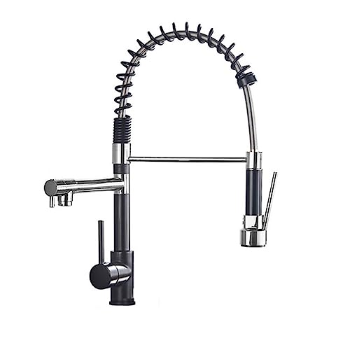 Küchenarmatur, Küchenarmatur Pull Out Pull Down 360 Rotation Einhandgriff Kaltes Warmwasser Multicolor(Chrome Long) von CYJAZNHH