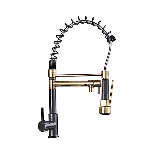 Küchenarmatur, Küchenarmatur Pull Out Pull Down 360 Rotation Einhandgriff Kaltes Warmwasser Multicolor(Golgden Long) von CYJAZNHH