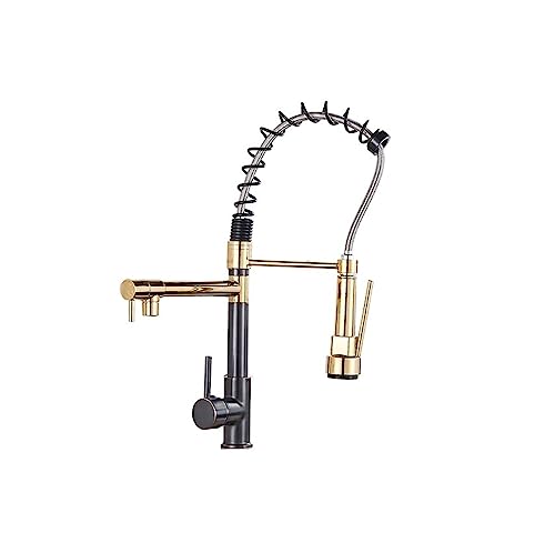 Küchenarmatur, Küchenarmatur Pull Out Pull Down 360 Rotation Einhandgriff Kaltes Warmwasser Multicolor(Golgden Short) von CYJAZNHH