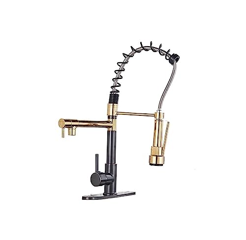 Küchenarmatur, Küchenarmatur Pull Out Pull Down 360 Rotation Einhandgriff Kaltes Warmwasser Multicolor(Golgden With Cover) von CYJAZNHH