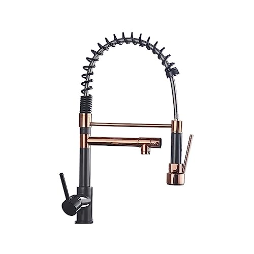 Küchenarmatur, Küchenarmatur Pull Out Pull Down 360 Rotation Einhandgriff Kaltes Warmwasser Multicolor(Orb Rose Gold Long a) von CYJAZNHH