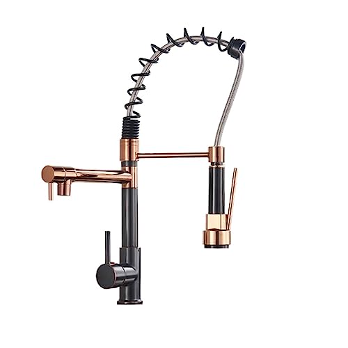 Küchenarmatur, Küchenarmatur Pull Out Pull Down 360 Rotation Einhandgriff Kaltes Warmwasser Multicolor(Orb Rose Gold Short) von CYJAZNHH
