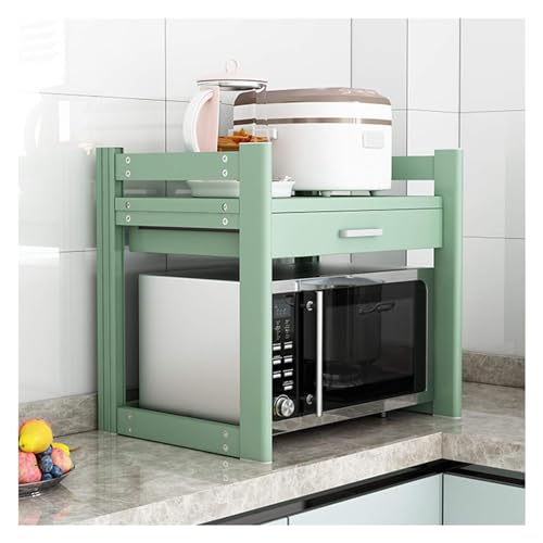 Mikrowellen-Ofen-Rack, Space Aluminium, anhebbare Mikrowellenhalterung, Ofenständer mit Schubladen, Aufbewahrungsregale (Farbe: Rosa, Größe: 50 x 45 x 55 cm) ( Color : Green , Size : 55x45x55cm ) von CYJAZNHH