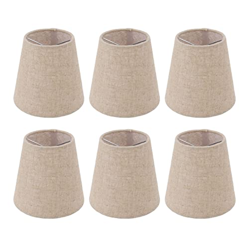 Moderner Lampenschirm, Kleine Leinen Trommel Lampenschirm 6er Pack Clip auf for E14 Kerzenlampen 3,7 X 5,5 X 5,1 Zoll von CYJAZNHH