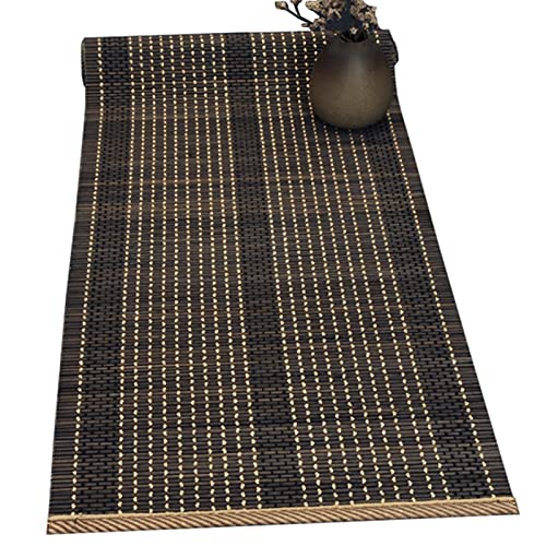 Tischläufer aus natürlichem Bambus, Waschbarer Bambus-Tischläufer, japanisches rutschfestes Tischset for den täglichen Gebrauch und die Dekoration des Esstisches(Black,24" x 59" (60cm x 150cm)) von CYJAZNHH