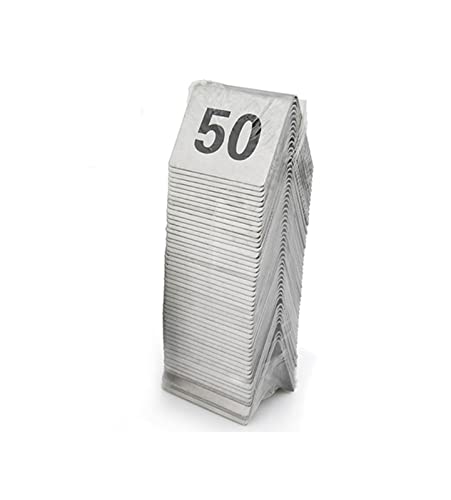 Tischnummern, Tischnummern 1-50 Edelstahlzelt doppelseitig 2"x1,6"x1,6"(1-50) von CYJAZNHH