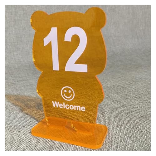 Tischnummern, Tischnummern aus Acryl in Bärenform, 10er- oder 20er-Pack, 10 cm x 16 cm, mehrfarbig(Orange-Number 1-20) von CYJAZNHH