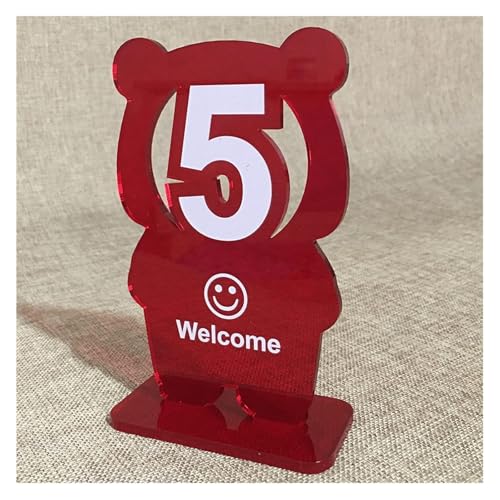 Tischnummern, Tischnummern aus Acryl in Bärenform, 10er- oder 20er-Pack, 10 cm x 16 cm, mehrfarbig(Red Cutout-Number 1-10) von CYJAZNHH