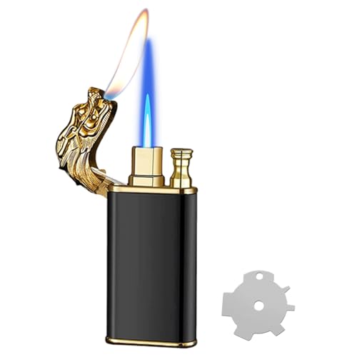 CYJBAO Feuerzeug – Sturmfeuerzeug mit Flammregulierungs (Jet/Soft) – wiederbefüllbares Butanfeuerzeug für Kerzen, Küche & Outdoor (ohne Gas)-Drachen von CYJBAO