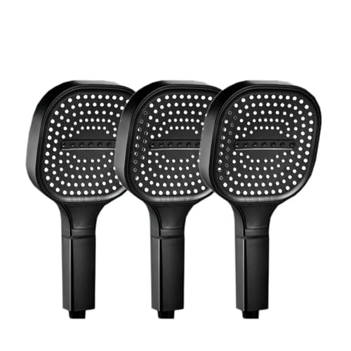 CYJOREYT Kompatibel mit 13 cm großem Hochdruck-Duschkopf mit großem Panel und Filter, 3 Modi, großer Sprühstrahl, Regendüse, quadratischer Badezimmer-Duschkopf(Black 3pcs) von CYJOREYT
