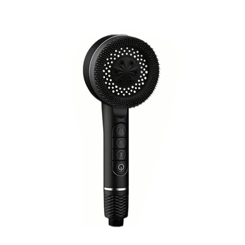 CYJOREYT Kompatibel mit 4 Modi, selbstreinigendem Duschkopf mit Silikonbürste, One-Key-Stop-Wassermassage, Hochdruck-ABS-Duschkopf mit Filter(Black 1pc) von CYJOREYT