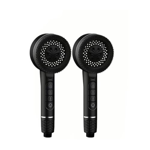 CYJOREYT Kompatibel mit 4 Modi, selbstreinigendem Duschkopf mit Silikonbürste, One-Key-Stop-Wassermassage, Hochdruck-ABS-Duschkopf mit Filter(Black 2pcs) von CYJOREYT
