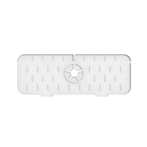 CYJOREYT Kompatibel mit Küchenarmaturen, saugfähige Matte, Silikon-Spülbecken-Spritzschutz, Wasserablauf-Pad, Arbeitsplattenschutz, Tischkissen, Tischset, Badezimmer(White) von CYJOREYT