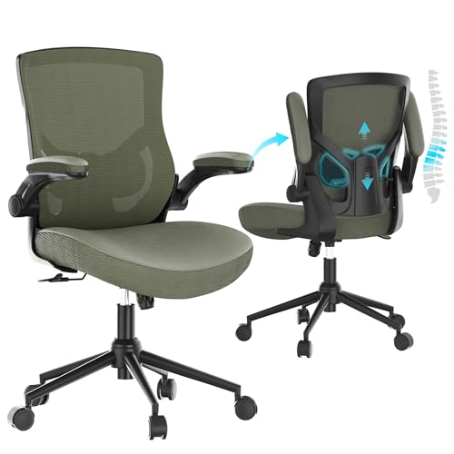 Bürostuhl, hohe Rückenlehne, höhenverstellbar, ergonomisches Design, Bürostuhl, Chefsessel, Lendenwirbelstütze, gepolsterte Klapparmlehne, Drehstuhl von CYKOV