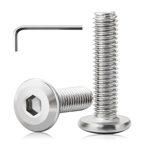 CYLBAQ 20 Stück Flachkopfschrauben M6 x 20, Shrauben M6 x 25 Flachkopfschrauben Innensechskant Edelstahl A2 V2A Vollgewinde Oxid mit Hex Key von CYLBAQ