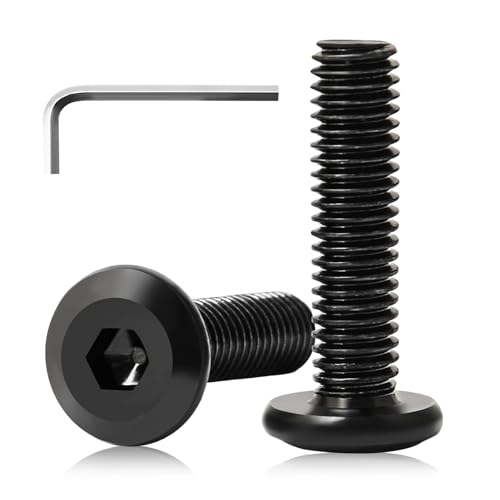 CYLBAQ 20 Stück Flachkopfschrauben M6 x 20, Schwarze Shrauben M6 x 25 Flachkopfschrauben Innensechskant Edelstahl A2 V2A Vollgewinde Oxid mit Hex Key von CYLBAQ