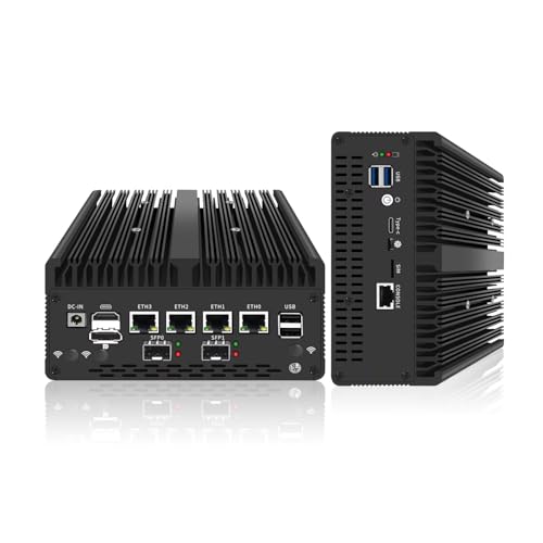 12th Gen Pentium Gold 8505 Firewall Mini PC,4x2.5G LAN+Intel I350-AM4 4 * 1G SFP Module,Dual DDR5 Max 64GB, 2X NVMe/SATA, VPN Router,Support pfSense,OPNsense,Industrial Fanless Design,32GB DDR5 1TB von CYMINILMDPC