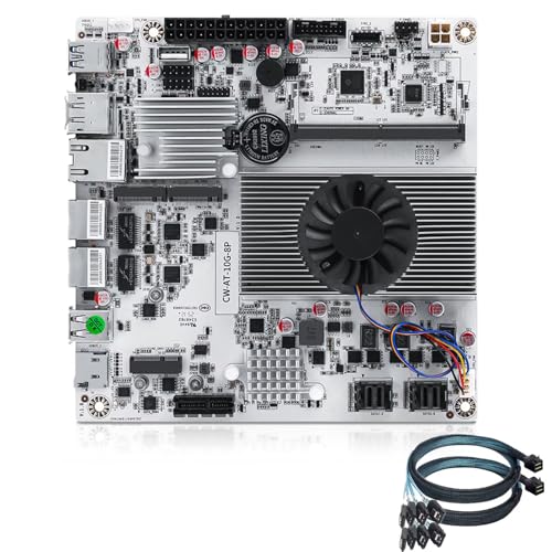 8-Bay 10G NAS Motherboard Core i3-N305,1*10G(AQC113C) 2*2.5G LANs 2*NVMe 2*SFF-8643 to 8*SATA3.0 Firewall Mainboard PCIex1,Type-C,ITX Mainboard,8GB DDR5 RAM 128GB SSD,(2x SFF8643 Adapter) von CYMINILMDPC