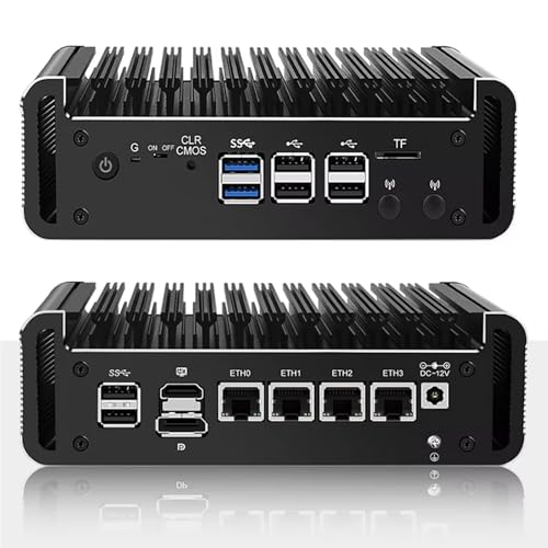 CYMINILMDPC Fanless Firewall Mini PC-N150(Upgraded N100),Micro Router Computer,4X 2.5G i226-V, DDR5, Dual NVMe, pf2.7/OPNsense/Proxmox, AES-NI, Soft Router, 24/7 Server von CYMINILMDPC