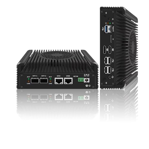 Industrial Mini PC,Firewall Appliance Core 3-N355,2x10G SFP 2xi226-V,2.5G RJ45 LANs DDR5 MiniPC NAS Server USB C, TF Card Slot, VPN Router,Support pfSens,OPNsense von CYMINILMDPC