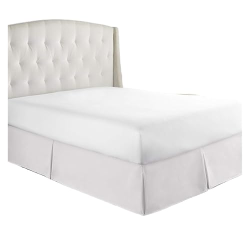 CYMMIYT Gefalteter Bettrock Bequemer, weicher, plissierter Bettvolant aus Knitter- und farbechtem Stoff, 15 Zoll hohe Bettwäsche (ohne Plattform)(White,160x 200 x 35 cm) von CYMMIYT