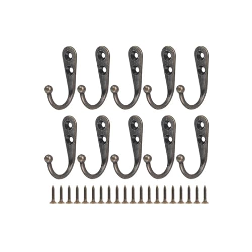 CYMMIYT Kleiderhaken Mini Alloy Hook with Screws Door Wall Mounted Hanging Hanger for Coat Towels Caps Kitchen Bathroom Storage Hooks Holder(Bronze,20 Sets) von CYMMIYT