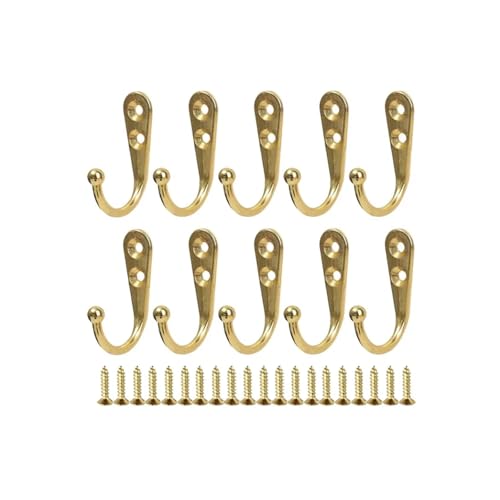 CYMMIYT Kleiderhaken Mini Alloy Hook with Screws Door Wall Mounted Hanging Hanger for Coat Towels Caps Kitchen Bathroom Storage Hooks Holder(Gold,30 Sets) von CYMMIYT